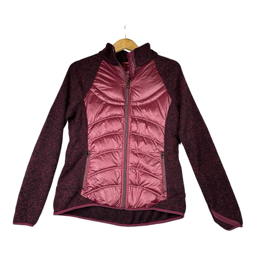 London Fog Burgundy Wine Down Quilted Sweater Jacket Size Small